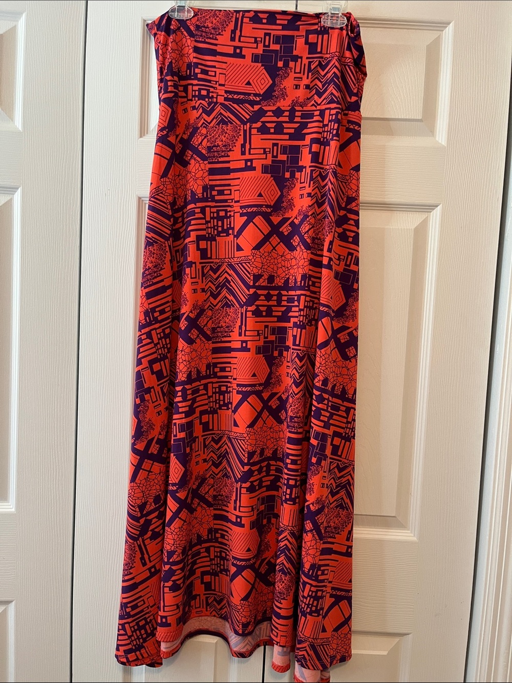 Vibrant Orange & Purple Geometric Maxi Skirt